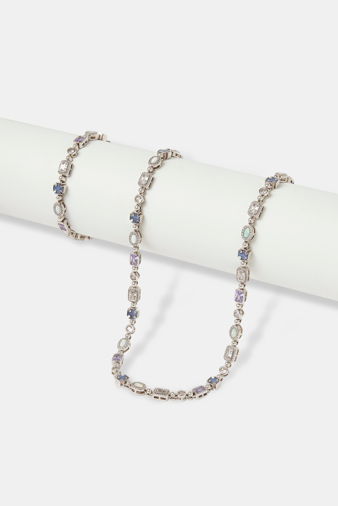 Purple Agate & Clear Multi Gemstone Chain & Bracelet - 6mm